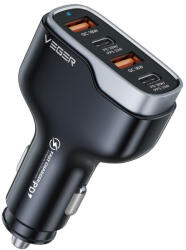 VEGER autós töltő 2 x USB A + 2 x C típusú PD QC 3A 66W CC53-2A2C fekete