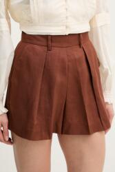 Silvian Heach Rövidnadrág elegáns női vászon POSANE - barna 34