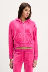 Juicy Couture velúr pulóver BRENDAL CROP OVERSIZED HOODIE - rózsaszín M