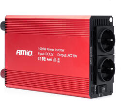AMiO Feszültség átalakító inverter 12V - 230V-ra 1000/2000W Amio 03283