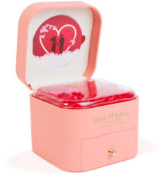  9 db műrózsa díszdobozban nyaklánccal - 11 x 11 x 9, 5 cm - rózsaszín (DA01200)