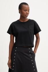 Twinset Póló oversize női pamut - fekete M