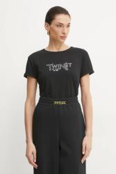 Twinset pamut póló - fekete S - answear - 20 590 Ft