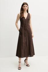Bardot vászon ruha CORDELIA - barna S