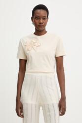 Twinset pamut póló - bézs M - answear - 53 990 Ft