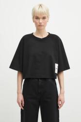 Fiorucci pamut póló Logo Label Cropped Padded - fekete S