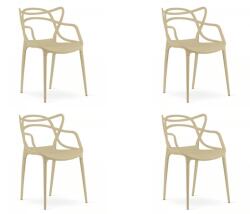  Set 4 scaune din plastic KATO, bej