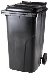  Szemeteskuka fedeles gurulós kommunális 240 literes fekete (LKU-240F) - officefirst