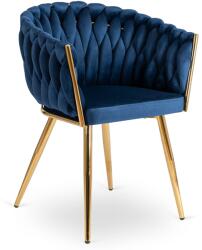 Klubfotel Glamour étkezőszék CAPI sötétkék bársony/arany lábak