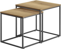 Klubfotel Négyzet dohányzóasztal 2db - tölgy