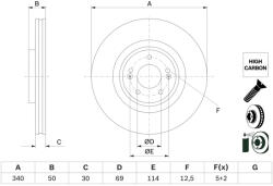  0 986 479 G93 Bosch Első féktárcsa (0986479G93)