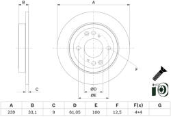  0 986 479 E95 Bosch Hátsó féktárcsa (0986479E95)
