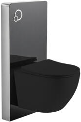 Cerano - Komplett WC-szett Modul/Cesso - matt fekete - beépített WC-gomb - pneumatikus modul - 49x36 cm (CER-979856)
