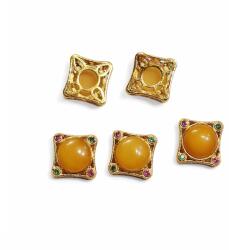  Charm Chihlimbar cupru aurit 11x11x6 mm pentru creatii unice 1 Buc