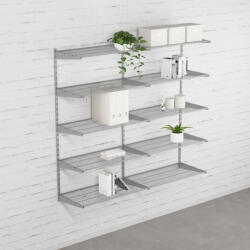 WALTECO Fali polcrendszer DOUBLE, 1500x1630 mm, ezüst (WT-SHSID300)