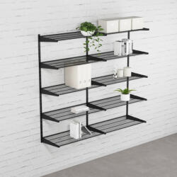 WALTECO Falra szerelhető polcrendszer DOUBLE, 1500x1630 mm, fekete (WT-SHBLD300)