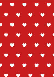 Takoy PANEL Wellsoft polár/fleece takaró varrásához 140x200 piros alapon 6 cm-es fehér szívecskék