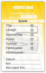 Seat - Olajcsere szerviz matrica kártya 10x6 cm saját logóval : Színek - Sárga