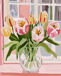 Alkotásutca Tulipános reggel - Számfestő készlet kereten 40x50