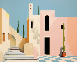 Alkotásutca Mediterrán udvar - Számfestő készlet kereten 40x50