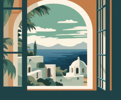 Alkotásutca Ablak a tengerre 2- Számfestő készlet kereten 40x50