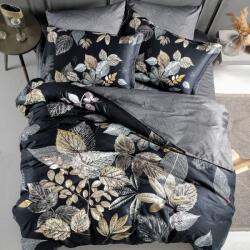 First Choice Lenjerie pat de lux premium satin La Romano, First Choice, Daring gri cu frunze Lenjerie de pat