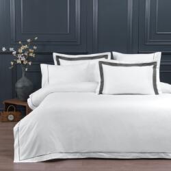 La Romano® Lenjerie de pat din bumbac egiptean cu broderie, Silk Satin, Perry Steel Grey (alb-gri) Lenjerie de pat