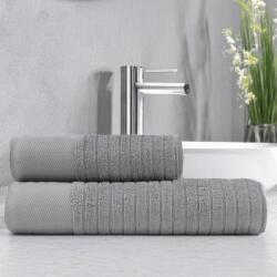 Lenjerii Deosebite Set 2 prosoape baie bumbac 100% în cutie cadou, jacquard 500 GSM, Davinson Gri deschis (Silver) Prosop