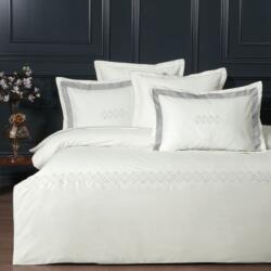 La Romano® Lenjerie de pat din bumbac egiptean cu broderie, Silk Satin, Merisa Ash (ivoire-gri) Lenjerie de pat
