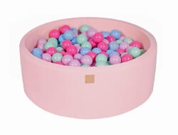 MeowBaby Piscina uscata cu 200 de bile (Mint, Babyblue, Roz, Pastel Roz) MeowBaby 90x30 cm Roz deschis (MEO113)