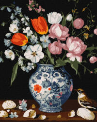 Ideyka Set pictura pe numere, cu sasiu, Buchet in vaza eleganta, 40x50 cm (KHO3321)