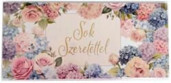  Díszboríték pénzboríték Sok szeretettel felirattal pasztell rózsaszín virágmintás (662651)