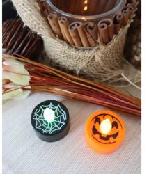  Halloween LED mécses narancs tök vagy fekete pókháló mintával 1, 5x3, 5cm BB112450 (BB112450)