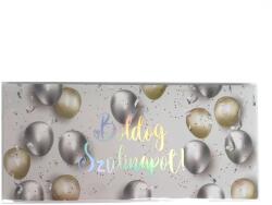  Díszboríték pénzboríték Boldog szülinapot hologramos felirattal ezüst lufis mintával (662538)