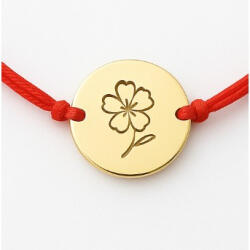 Flippy Martisor Bratara, Jolie, Argint 925, Model Trifoi Gravat, Snur Rosu Reglabil, Fara Pietre, Argintiu (teo-165627)