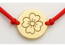 Flippy Martisor Bratara Argint 925, Jolie, Model Trifoi Gravat, Martisor de 1 Martie, cu Snur Rosu, Argintiu (teo-165630)