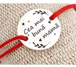 Flippy Bratara Martisor, Jolie Silver, Model Cea Mai Buna Mama, Argint 925, Snur Textil, 7.5 x 4.5 cm, Argintiu (teo-165619)
