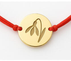 Flippy Martisor Bratara Argint 925, Jolie, Model Ghiocel Gravat, Martisor de 1 Martie, cu Snur Rosu, Argintiu (teo-165626)