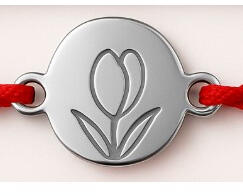 Flippy Bratara Argint 925 pentru Dama, Jolie, Model Rotund Lalea, Martisor Bratara de 1 Martie, Pandativ Argintiu cu Snur Rosu (teo-165591)