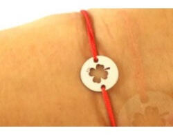Flippy Martisor Bratara Argint 925, Jolie, Model Trifoi Taiat, Martisor de 1 Martie, cu Snur Rosu, Argintiu (teo-165625)