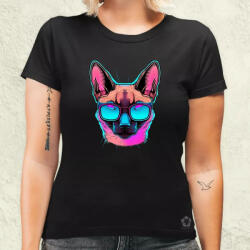 Magnolion Retró hullám macska szemüvegben v1 női póló (742-N)