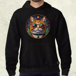 Magnolion Hímzett macska v4 férfi pulóver (24510-P)