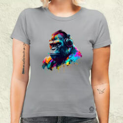 Magnolion Gorilla zenét hallgat v2 női póló (1636-N)