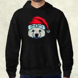 Magnolion Pixelart jegesmedve mikulás sapkában v1 férfi pulóver (611-P)