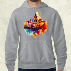Magnolion Budapest Országház vízfesték v2 férfi pulóver (4569-P)