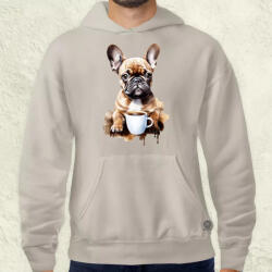 Magnolion Francia buldog kávézik v1 férfi pulóver (6869-P)