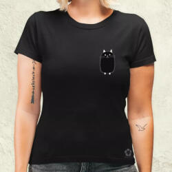 Magnolion Palatábla rajz cica zseb női póló (8883-N)