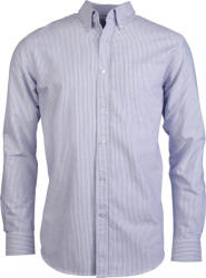 Kariban Férfi ing Kariban KA516 Long-Sleeved Washed Oxford Cotton Shirt -L, Striped White/Oxford Blue