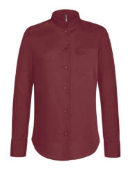 Kariban Női blúz Kariban KA514 Ladies' Long-Sleeved Mandarin Collar Shirt -XL, Wine