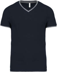 Kariban Férfi póló Kariban KA374 v-nyakú piqué póló -XL, Navy/Light Grey/White